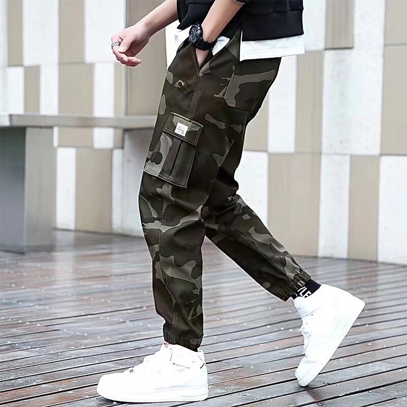 Men's Casual Elastic Waist Camouflage Comfort Pocket Cargo Pants