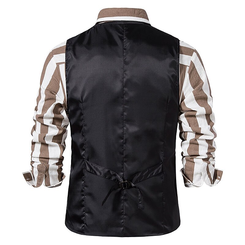 Men's Vest Waistcoat Comfortable Daily Wear Vacation Going out Single Breasted Lapel Vintage Basic Jacket Outerwear Plaid Button 