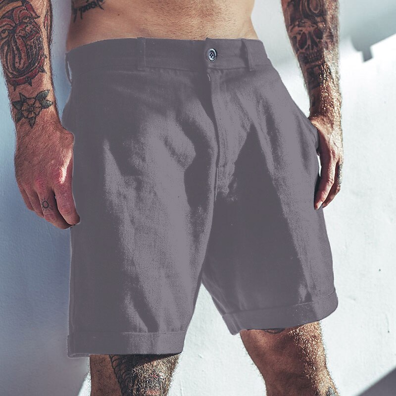 Men's Linen Shorts Summer Shorts Pocket Plain Comfort Breathable Outdoor Daily Going out Linen / Cotton Blend Casual Shorts 