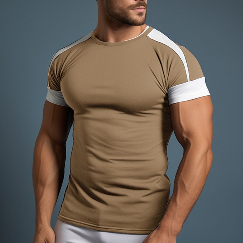 Men's T shirt Tee Tee Top Color Block Crew Neck Street Vacation Short Sleeves Clothing Apparel Fashion Designer Basic Top