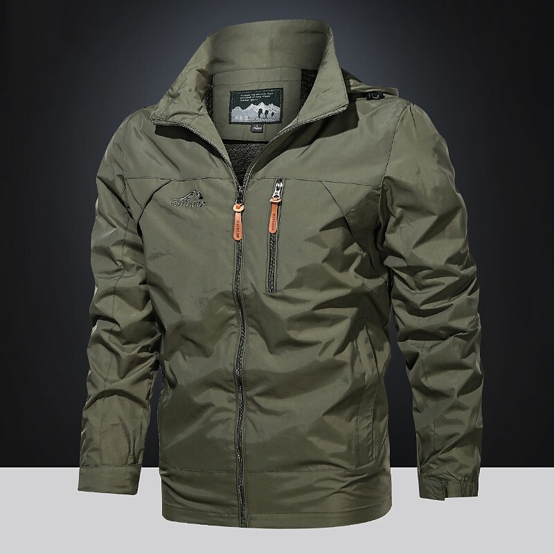 Men's Waterproof Windproof Warm Street Daily Zipper Turndown Casual Jacket Outerwear Solid Color Pocket