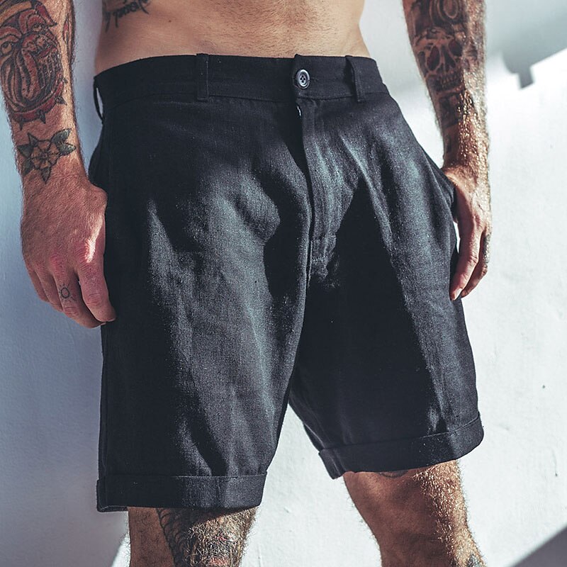 Men's Linen Shorts Summer Shorts Pocket Plain Comfort Breathable Outdoor Daily Going out Linen / Cotton Blend Casual Shorts 