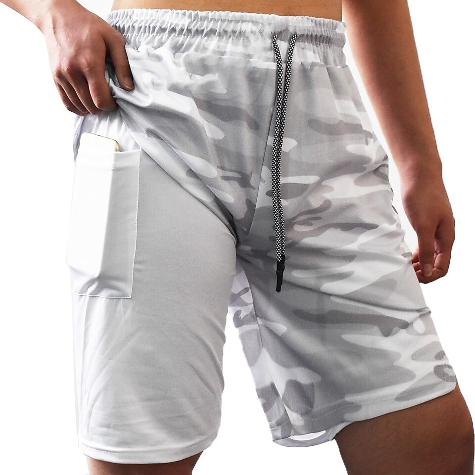 Men's Running Gym Drawstring Side Pockets Shorts Athletic Breathable Soft Quick Dry Yoga Fitness Running Sportswear 