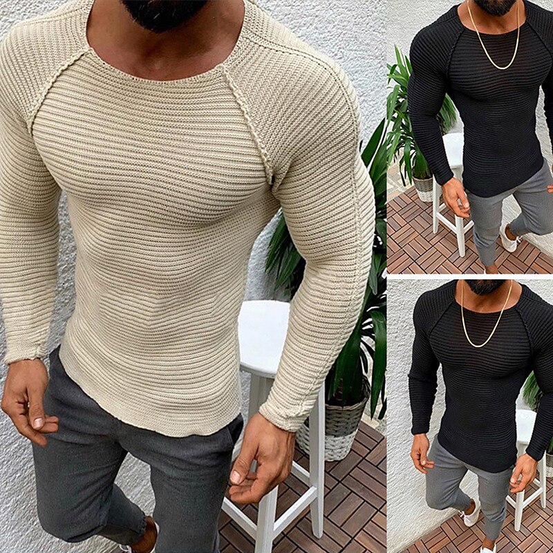 Men's Outdoor Street Casual Fashion Breathable Soft Plain Long Sleeves T shirt