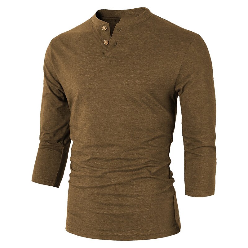 Men's Henley Shirt Tee Top Plain Henley Street Vacation Long Sleeve Clothing Apparel Fashion Designer Basic Top
