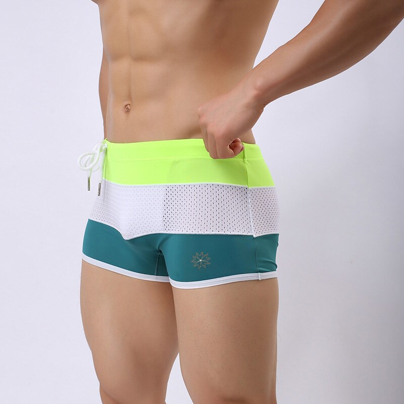 Men's Swimwear Swim Mesh Drawstring Color Block Breathable Soft Simple Comfort
