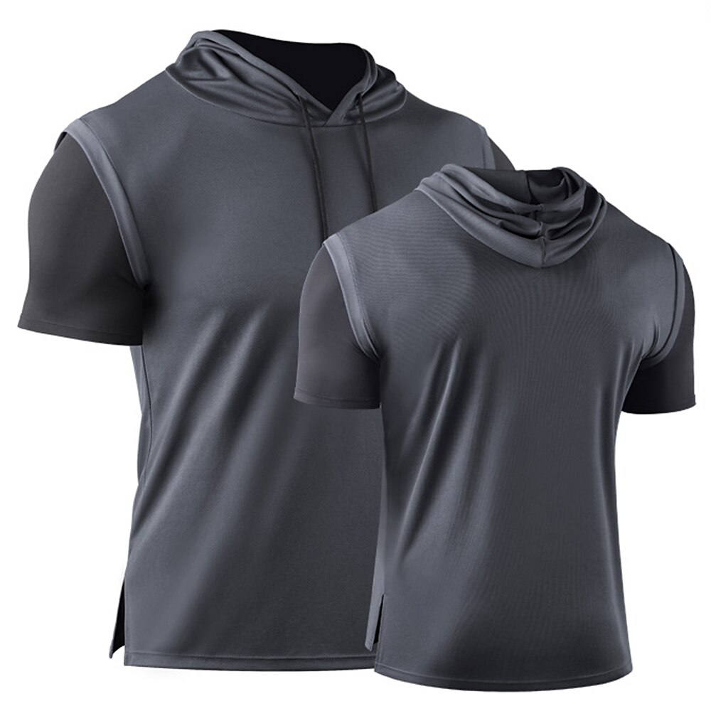 Men's Running Shirt Gym Shirt Split Short Sleeve Top Athletic Breathable Soft Sweat wicking Jogging Training Color Block  Sportswear