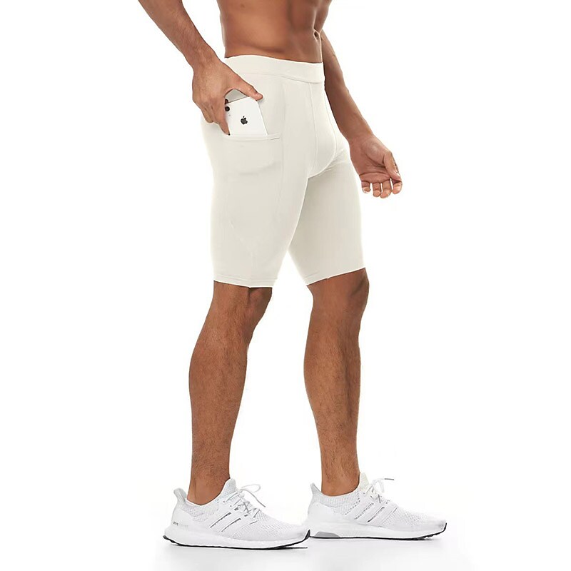 Men's Athletic Shorts Elastic Waist Solid Color Plain Comfort Breathab