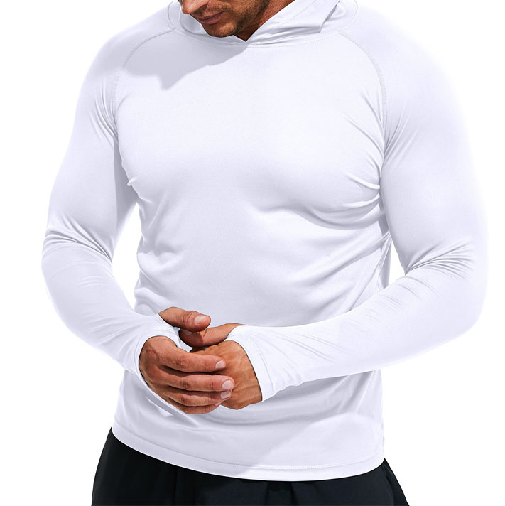 Men's Hooded Long Sleeve UV Protection Breathable Lightweight Sweat wicking Quick Dry Top Outdoor Fishing 
