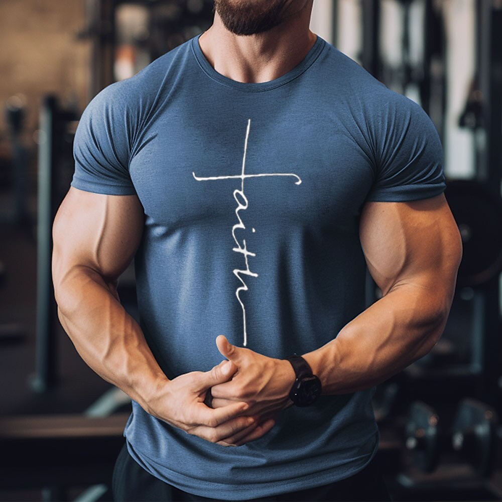 Men's Running Shirt Short Sleeve  Athletic Breathable Moisture Wicking Soft Fitness Gym Workout Running Sportswear