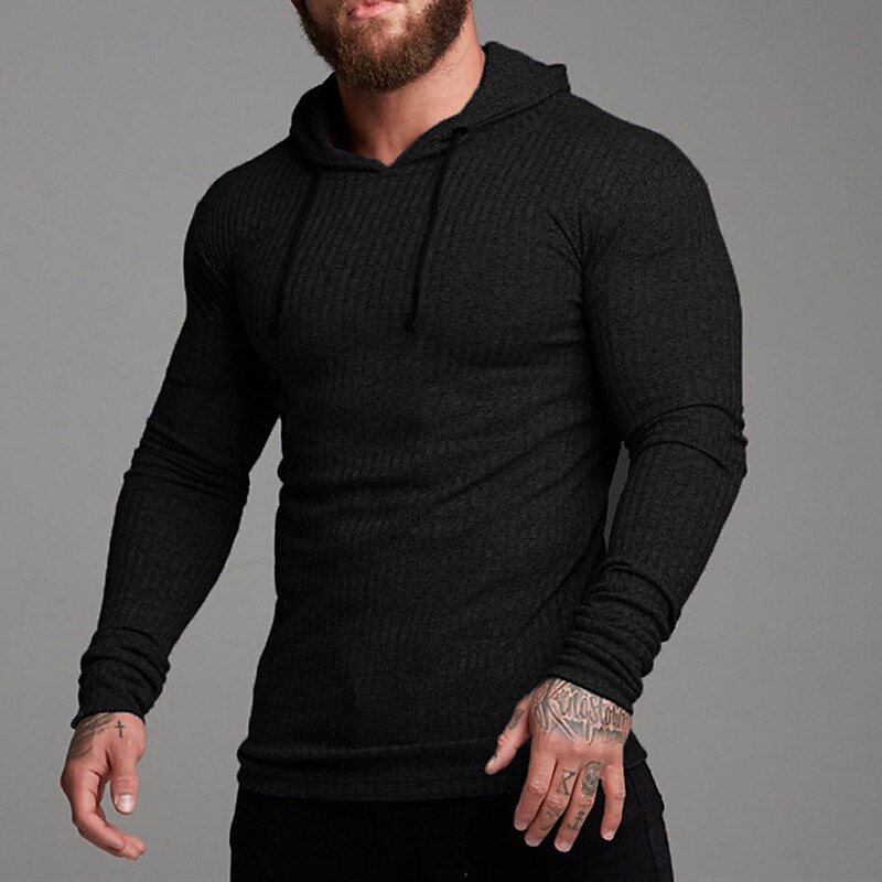 Men's T shirt Muscle Shirt Long Sleeve Shirt Plain Hooded Outdoor Daily Long Sleeve Fashion Streetwear Cool Top