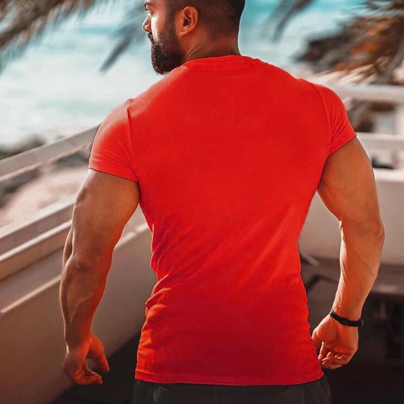 Men's T shirt Tee Solid Color Square Neck Casual Short Sleeve Cotton Sports Fashion Lightweight Muscle Top