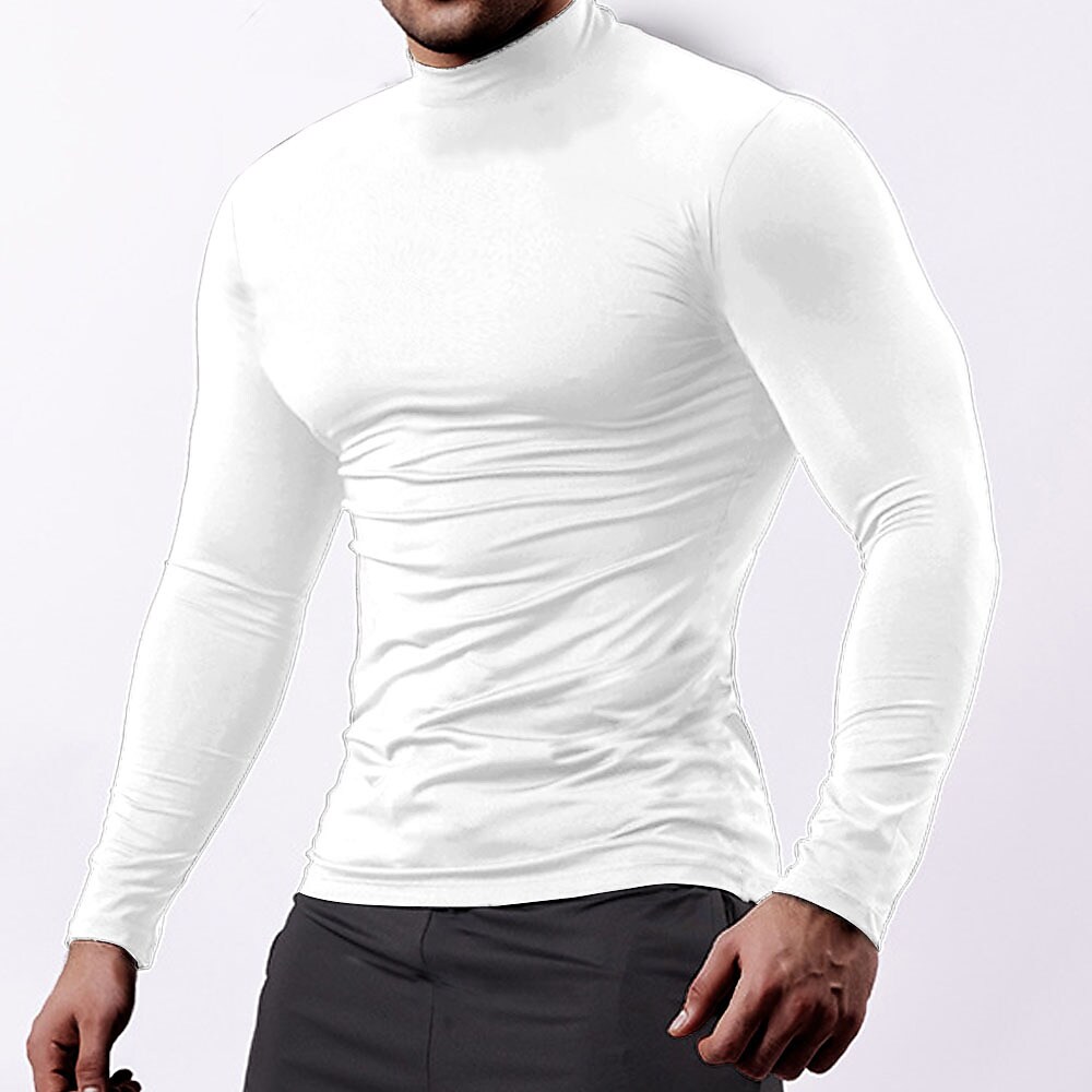 Men's Sport Solid Color Stand Collar Long Sleeve Cotton Shirt