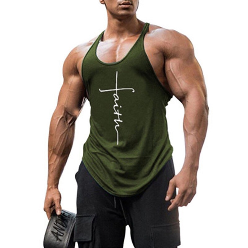 Men's Sport Solid Color Tank Top Lightweight Letter Fitness Vest