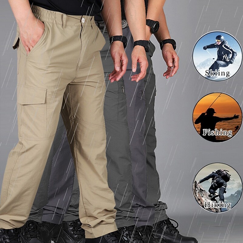 Men's Waterproof Work Pants Hiking Cargo Pants Tactical Pants 6 Pockets Military Summer Outdoor Ripstop Water Resistant Quick Dry Multi Pockets Zipper Pocket Elastic Waist Blue Grey Khaki Green Black