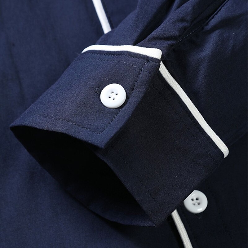 Men's Button Up Casual Summer Shirt Long Sleeve Color Block Lapel Daily Vacation Clothing Casual Comfortable Top