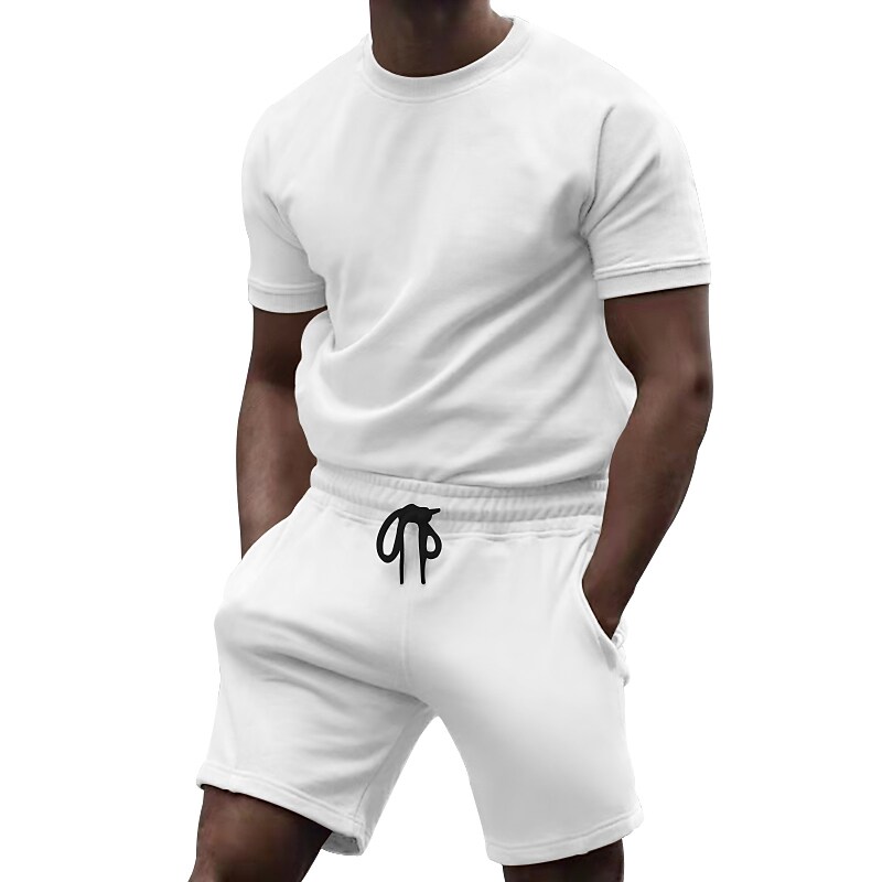 Men's Tracksuit Running T-Shirt With Shorts Sport Suit Moisture Wickin