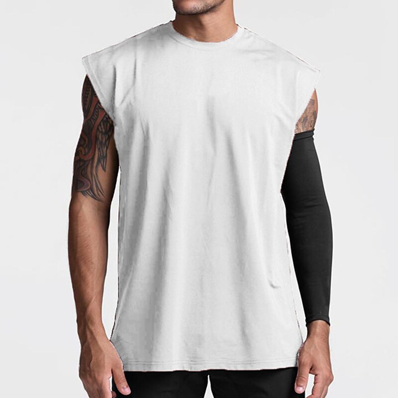 Men's Tank Top Vest Top Undershirt Plain Crew Neck Sport Daily Sleevel