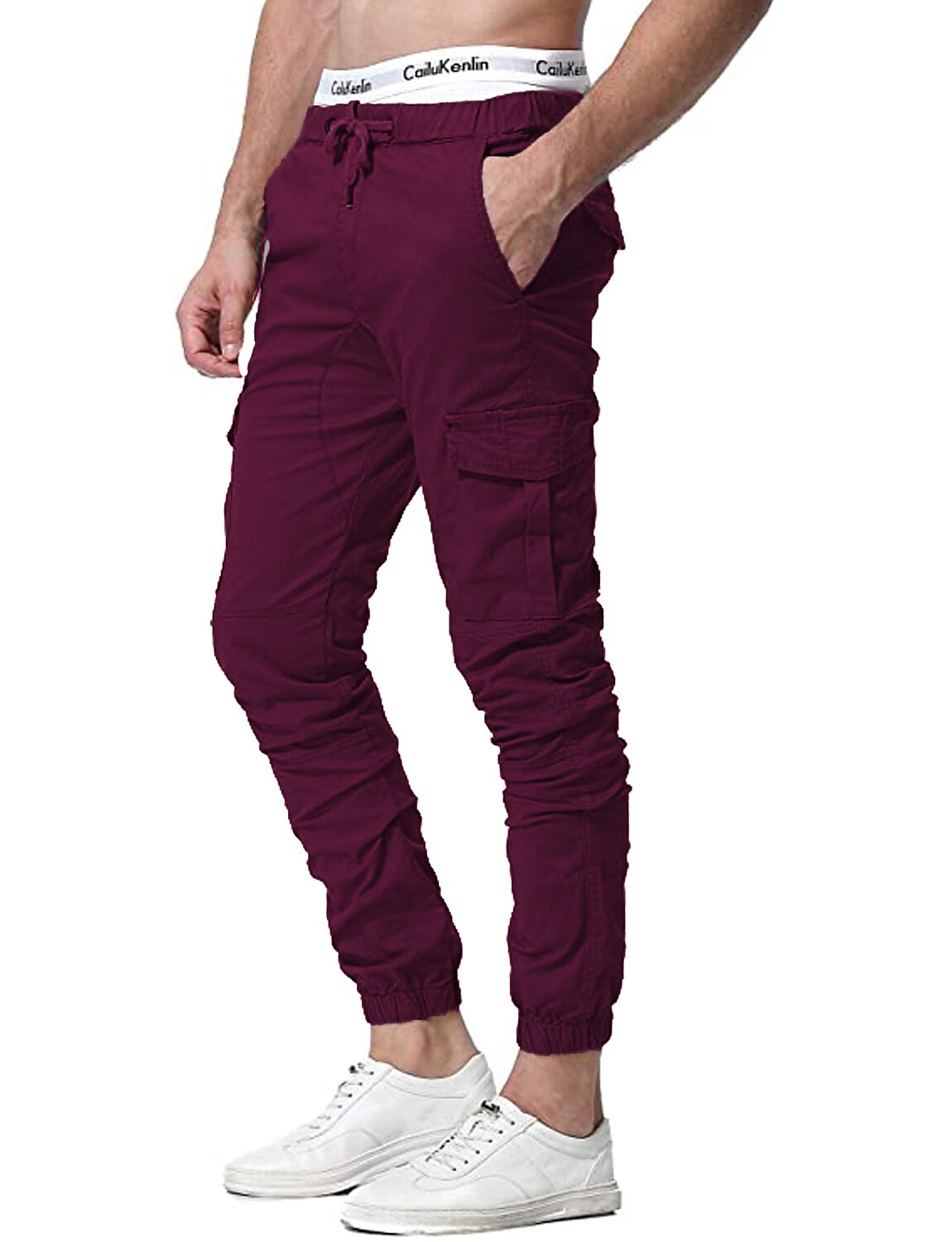 Men's Simple Cotton Blend Elastic Waist Solid Color Sweatpants