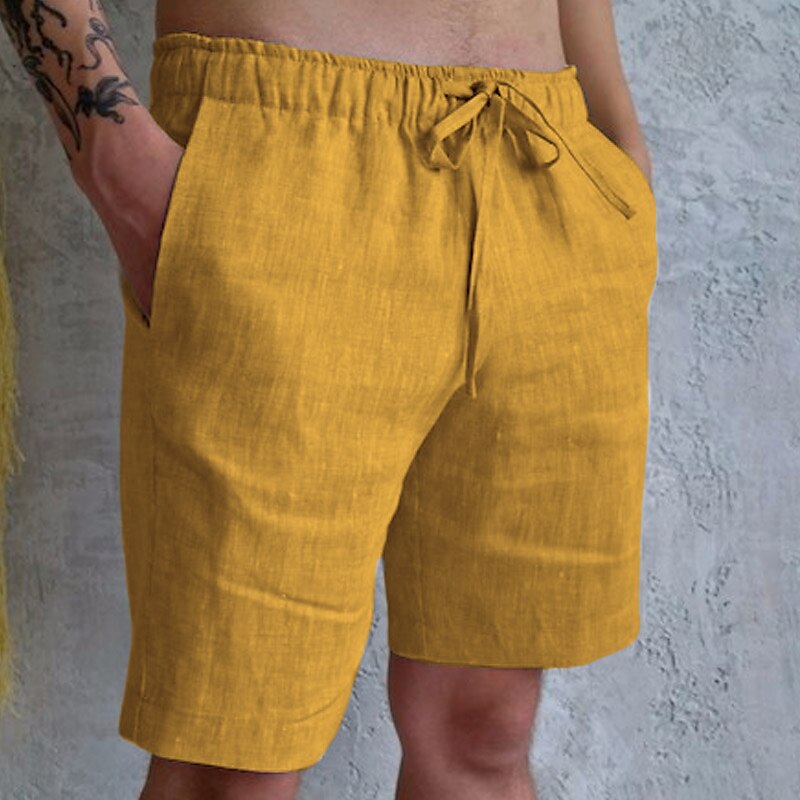Men's Summer Shorts Pocket Drawstring Elastic Waist Plain Comfort Breathable Casual Holiday Going out Shorts