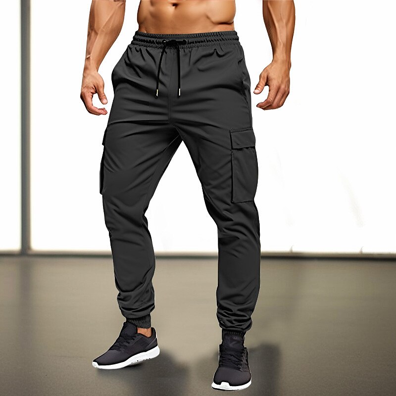 Men's Sweatpants Trousers Drawstring Elastic Waist Multi Pocket Plain Comfort Breathable Casual Daily Holiday Sports Joggers 