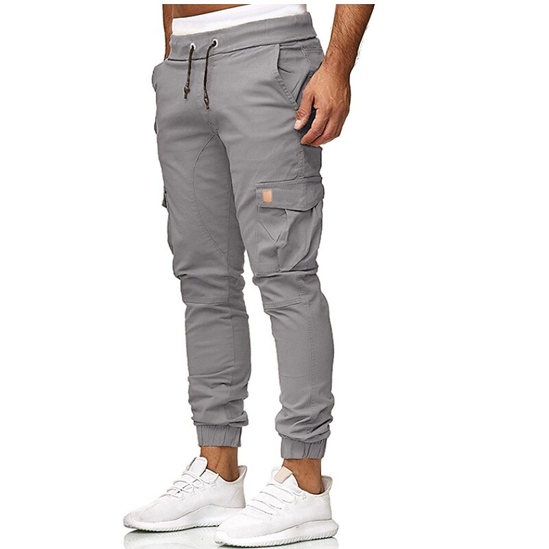 Men's Joggers Cargo Pants Trousers Casual Pants Drawstring Multi Pocket Solid Colored