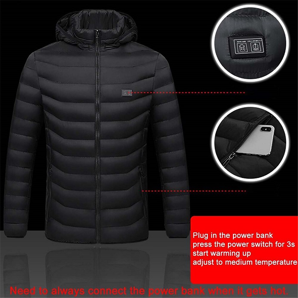 Men's Casual Solid Color Warm USB Power Heated Lightlight Coat