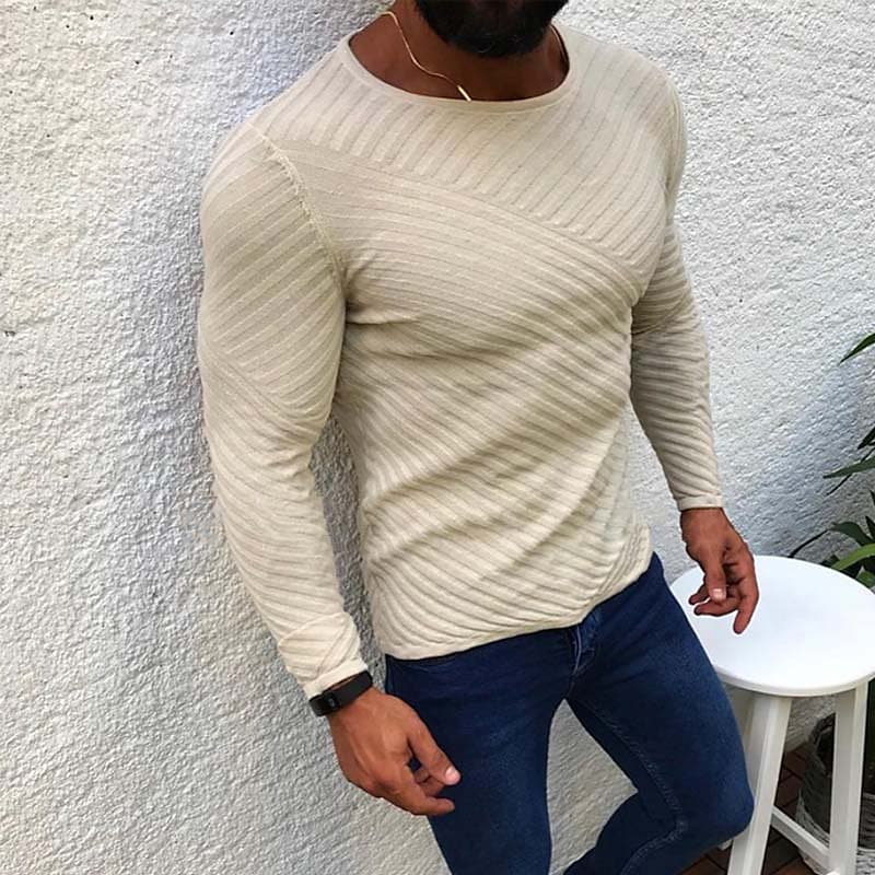 Men's Knitted Solid Color Crew Neck Keep Warm Modern Sweater