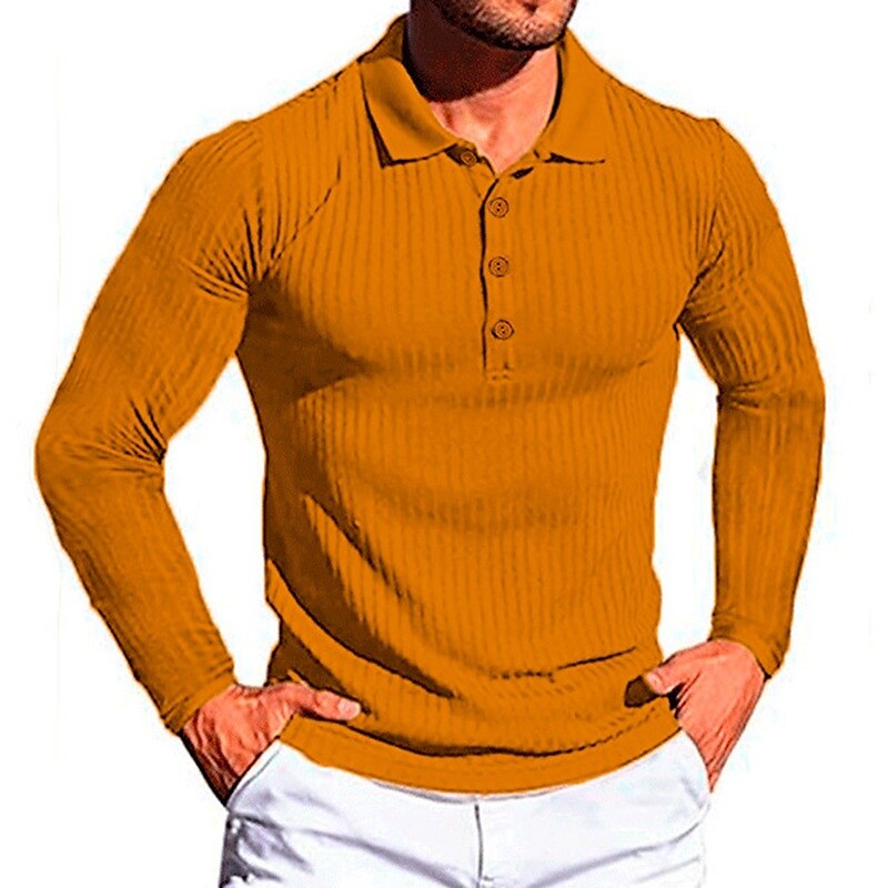 Men's Polo Shirt Golf Shirt Casual Daily Polo Collar Long Sleeve Fashion Streetwear Solid Colored Button Front Button-Down Polo