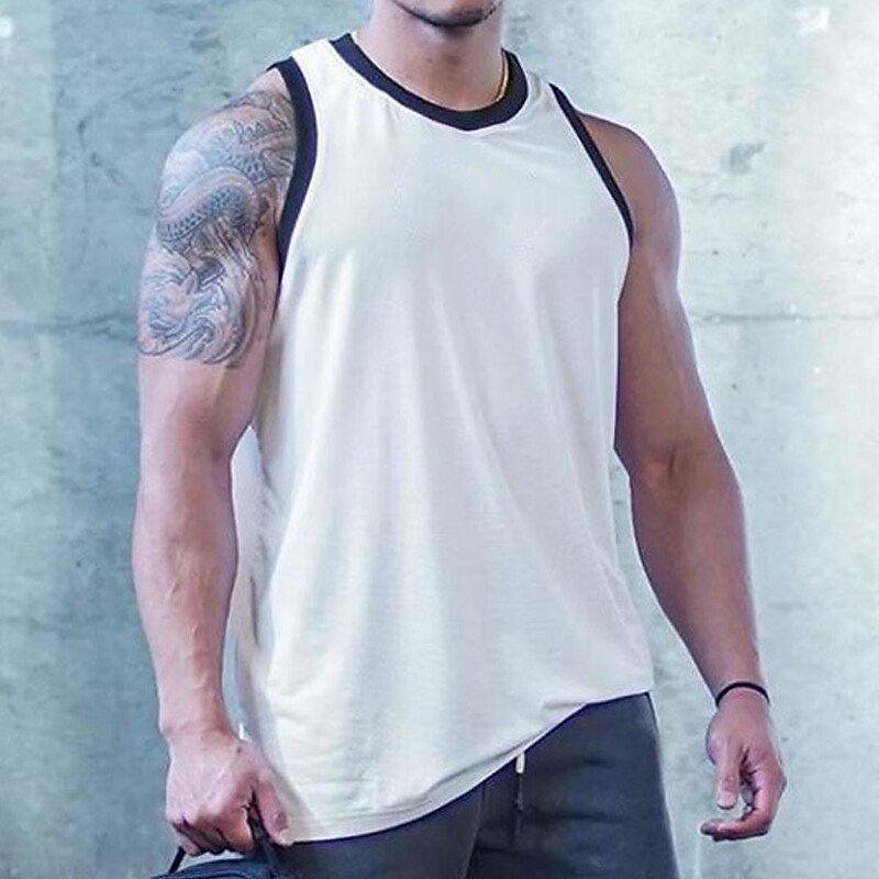Men's Tank Top Vest Top Undershirt Plain Crew Neck Sport Daily Sleevel