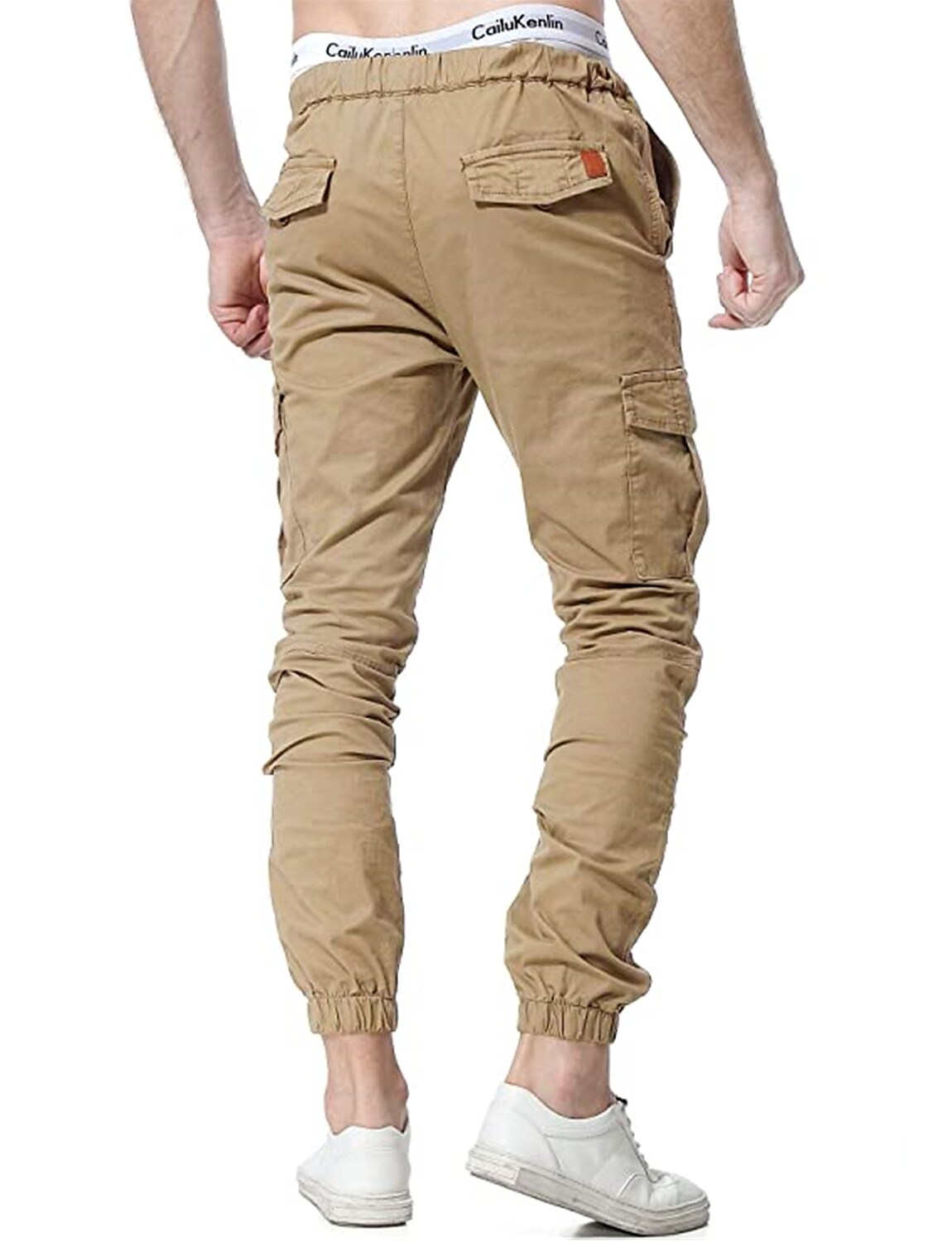 Men's Simple Cotton Blend Elastic Waist Solid Color Sweatpants