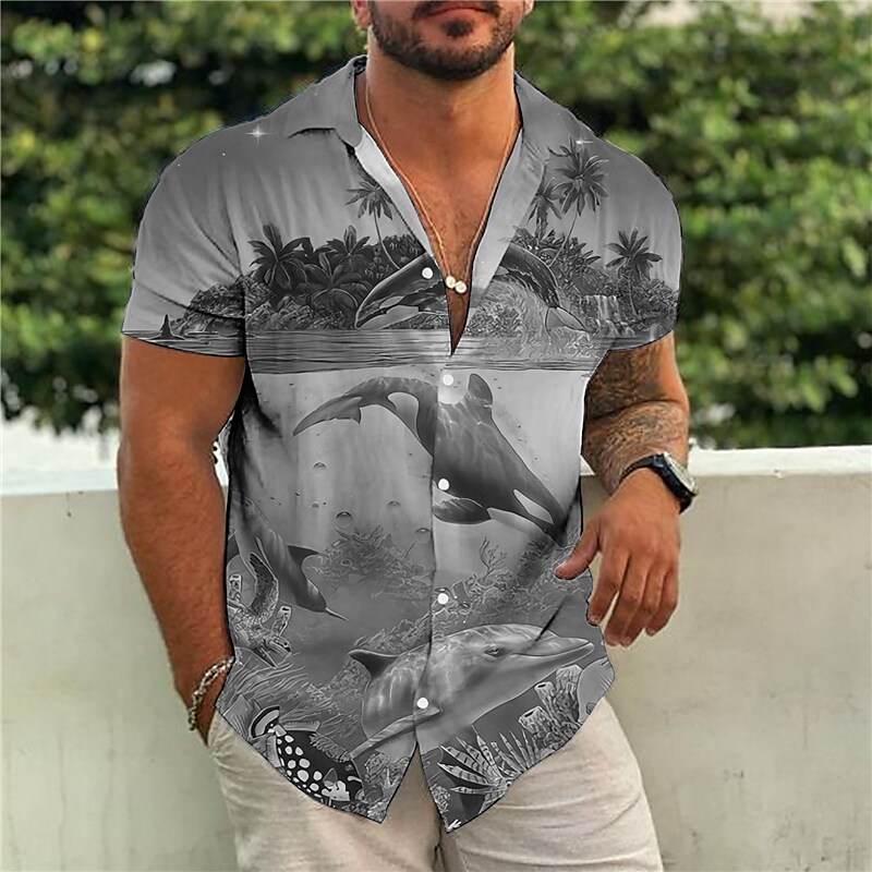 Men's Shirt Summer Hawaiian Shirt Graphic Prints Marine Life Turndown