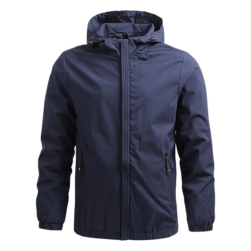 Men's Solid Color Warm Windproof Office Zipper Hooded Comfort Jacket