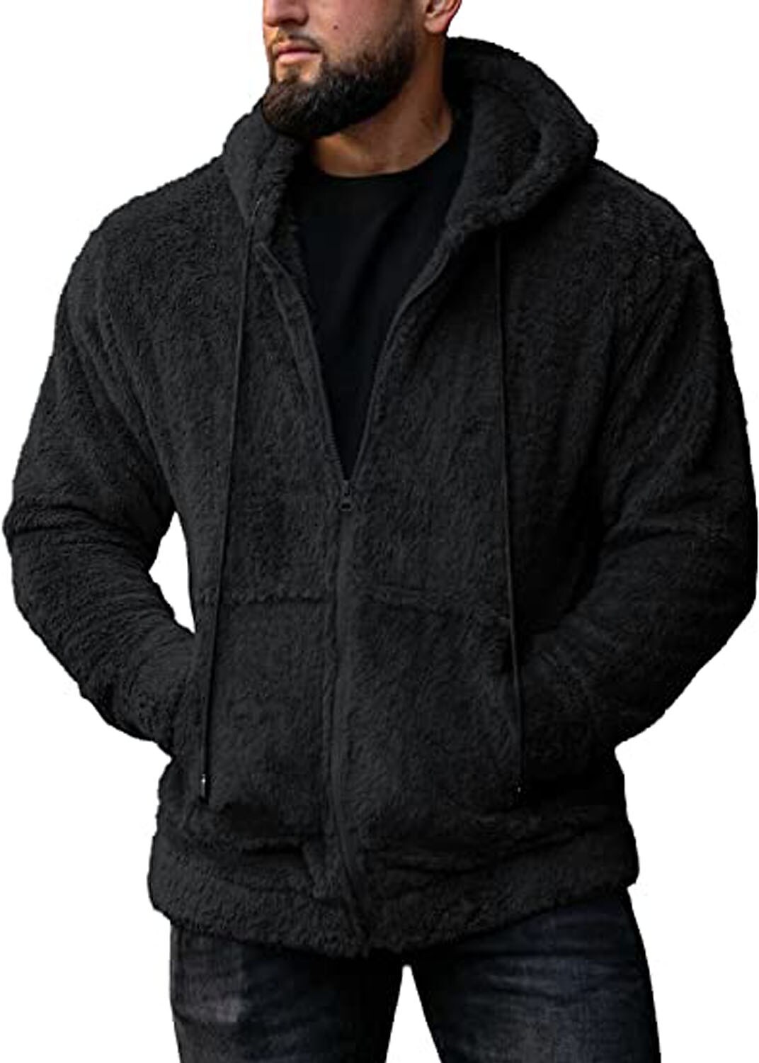 Men's Casual Solid Color Long Sleeve Hooded Pocket Fleece Sweatshirt