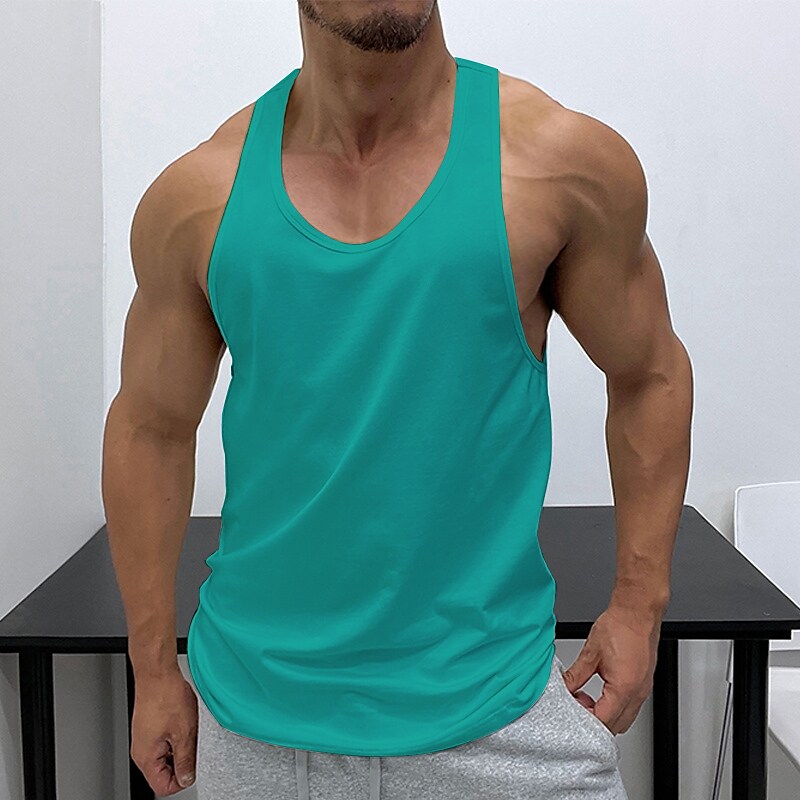 Men's Running Gym Tank Top Sleeveless Athletic Breathable Moisture Wicking Soft Fitness Workout Running Sportswear 