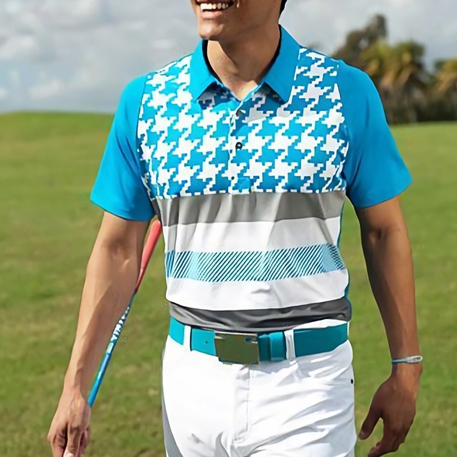 Men's Polo Shirt Gradient Striped Graphic Prints Turndown Outdoor Street Short Sleeves Print Golf Shirt