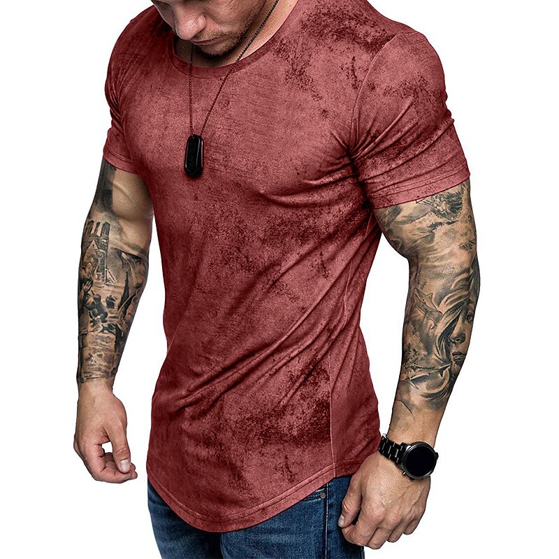 Men's T shirt  Acid Wash Shirt Oversized Shirt Plain Crew Daily Wear Vacation Short Sleeve Print Top