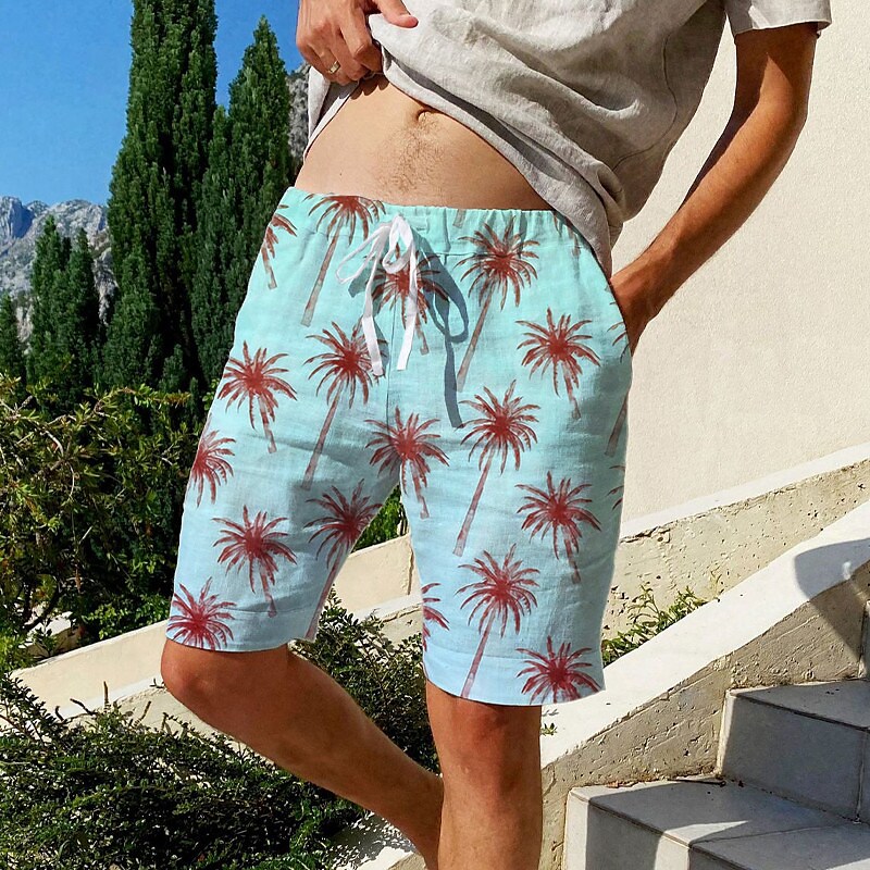Men's Summer Beach Baggy Shorts Drawstring Elastic Waist 3D Print Grap