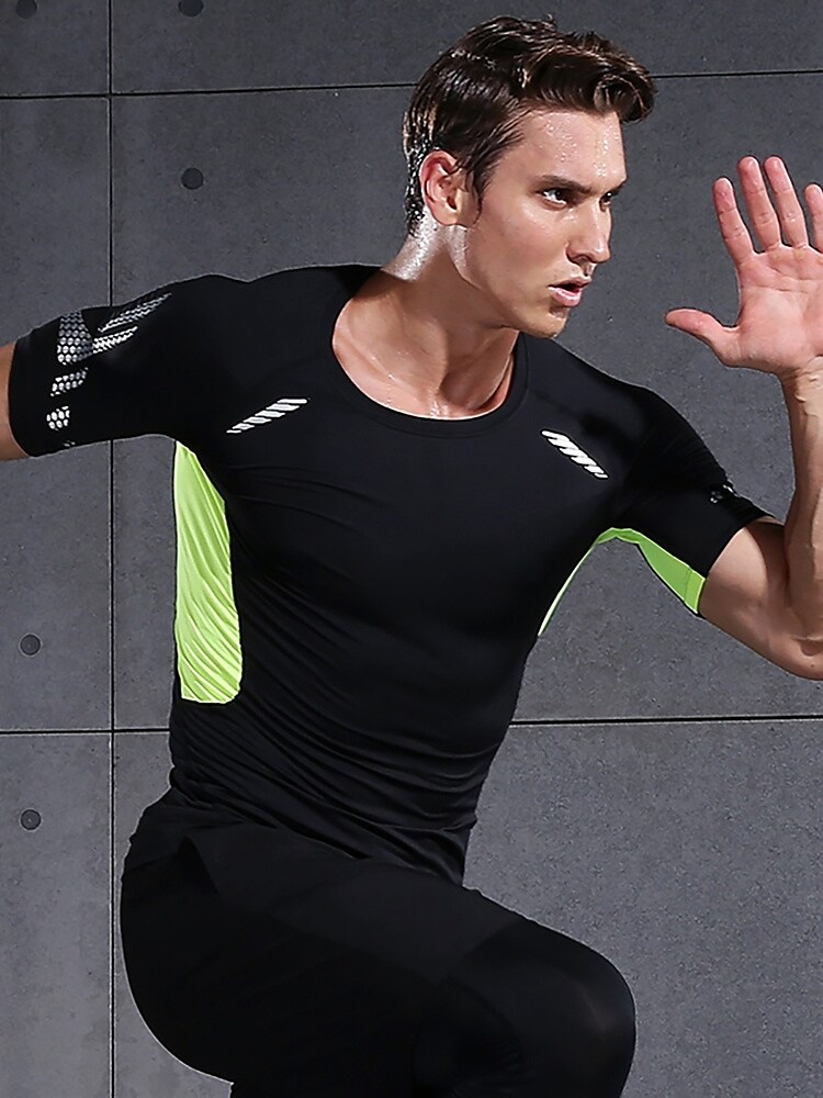 Men's Compression Cycling Jersey Short Sleeve Compression Athletic Breathable Compression Sweat wicking Fitness Gym Workout Running Sportswear