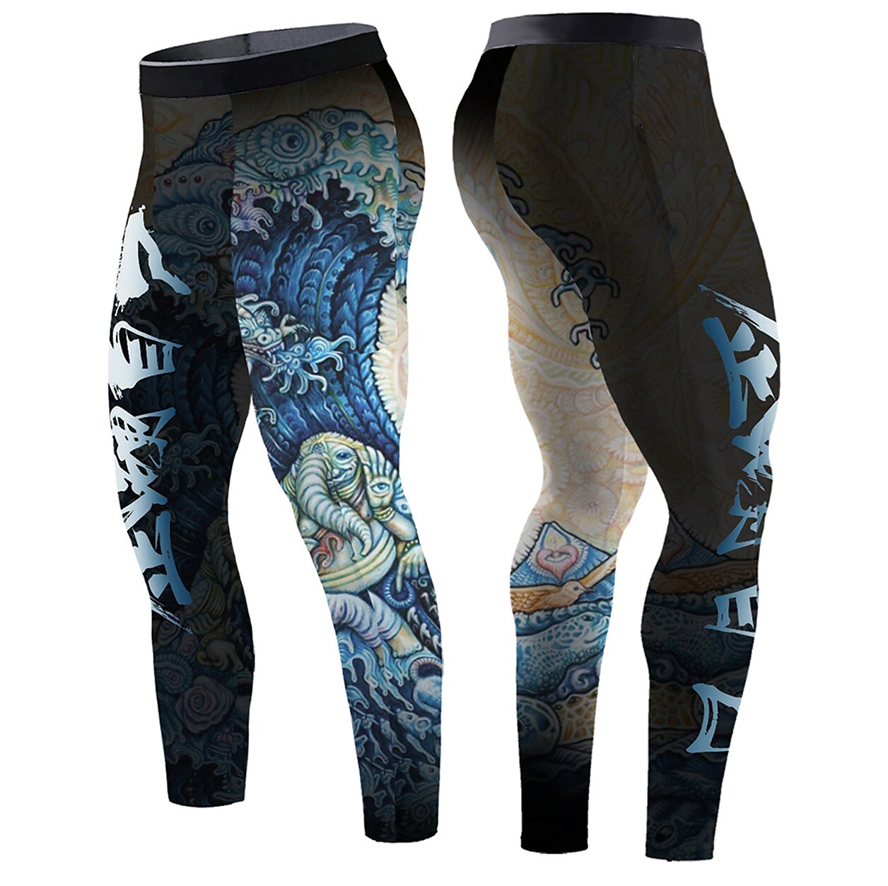 Men's Running Tights Leggings Compression Pants Athletic Breathable Qu