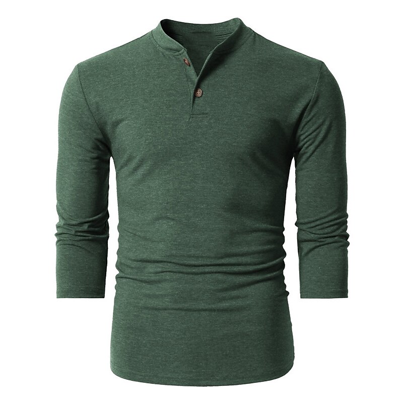 Men's Henley Shirt Tee Top Plain Henley Street Vacation Long Sleeve Clothing Apparel Fashion Designer Basic Top