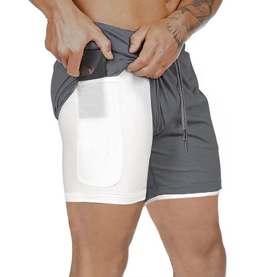 Men's Running Gym Drawstring Side Pockets Shorts Athletic Breathable Soft Quick Dry Yoga Fitness Running Sportswear 