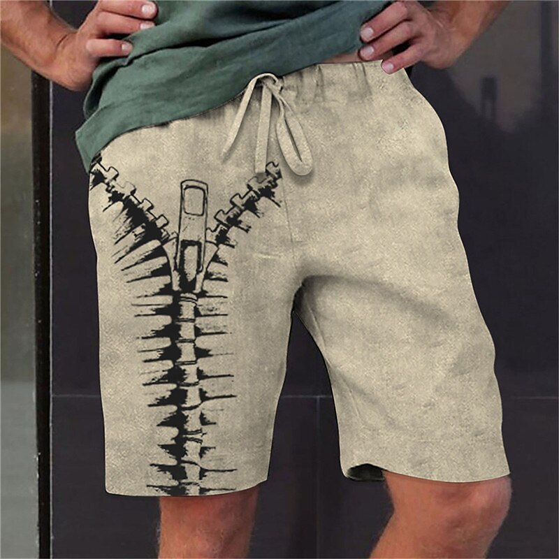 Men's Sweat Shorts Beach Shorts Terry Shorts Drawstring Elastic Waist 3D Print Graphic Breathable Soft Short Daily Holiday Streetwear Cotton Blend Casual Athleisure Green Khaki Micro-elastic