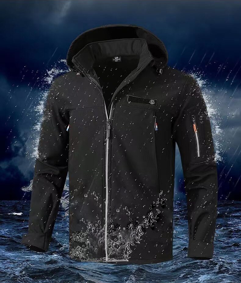 Men's Hiking Jacket with Pants Waterproof Hiking Jacket Rain Jacket Fleece Winter Outdoor Thermal Warm Fleece Lining Waterproof Windproof Outerwear Winter Fleece Jacket Trench Coat Hunting Ski