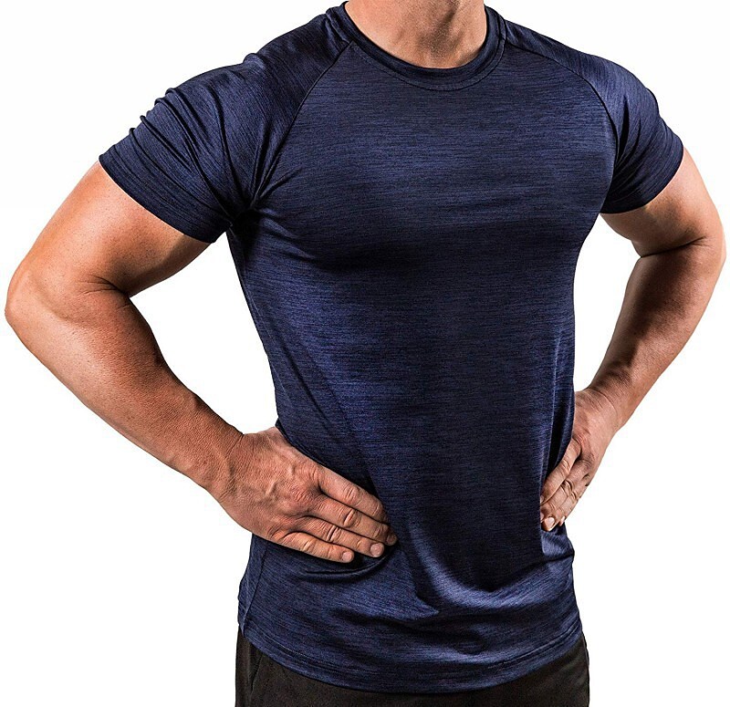 Men's Short Sleeve Breathable Quick Dry Lightweight Top Gym Workout Ru