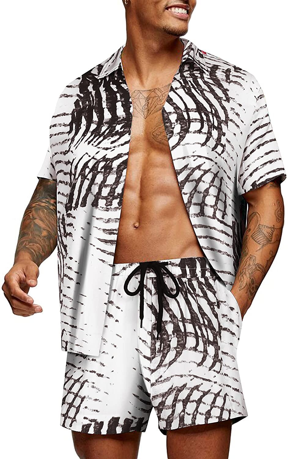 Men's Two Pieces Set Hawaiian Shirt Aloha Shirt Floral Turndown 3D Pri
