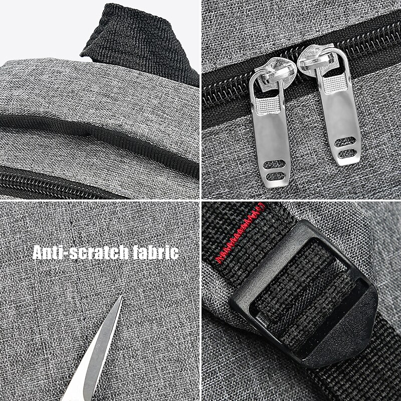 Men's Backpack School Bag Bookbag Commuter Backpack School Daily Solid Color Oxford Cloth Large Capacity Breathable Lightweight Zipper Black Blue Grey