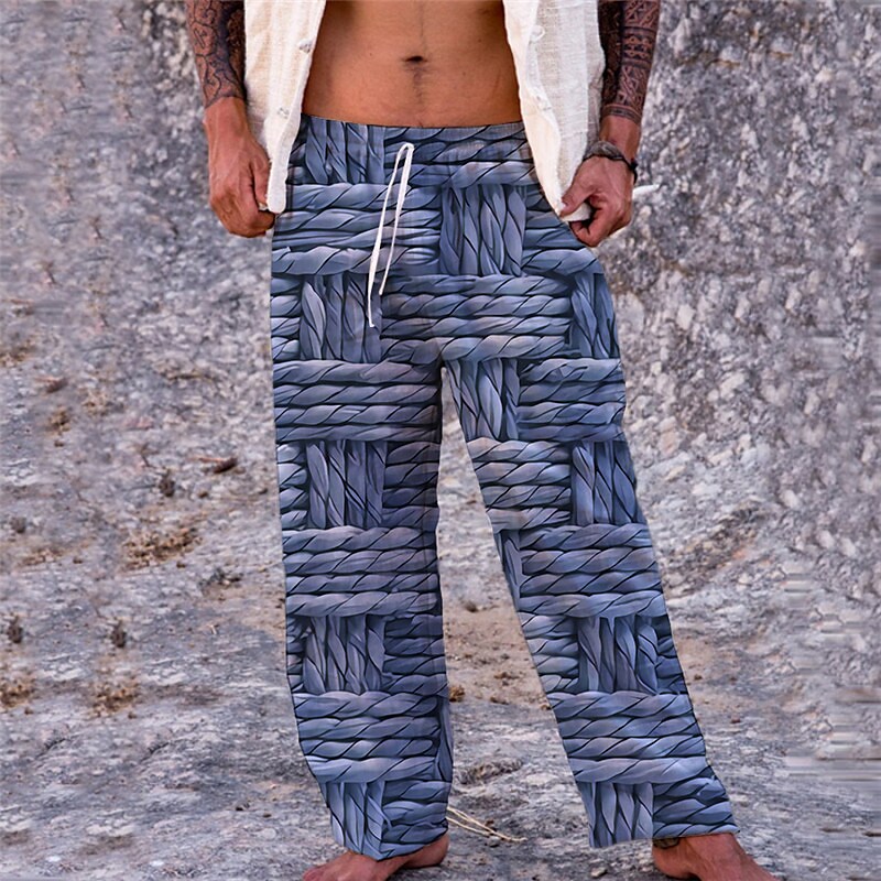 Men's Trousers Beach Pants Drawstring Elastic Waist 3D Print Graphic Prints