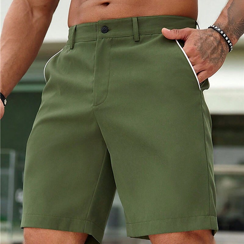 Men's Chino Bermuda Work Shorts Pocket Straight Leg Plain Comfort Short Formal Work Casual 100% Cotton Stylish 