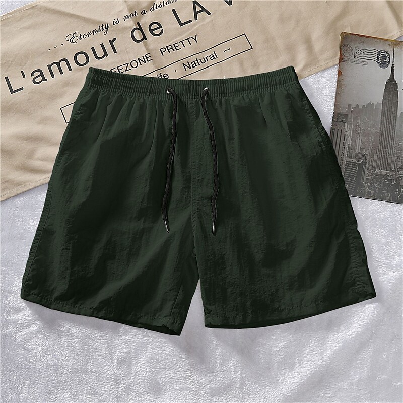 Men's Pocket Drawstring Solid Colored Comfort Wearable Knee Length Cas